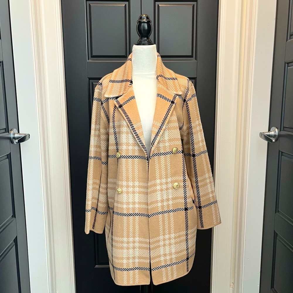 ANNE KLEIN Plaid sweater jacket